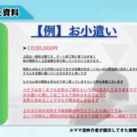 仲介者が提示してきた資料「お小遣い」