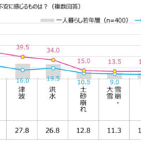 一人暮らしをする上で不安に感じる自然災害