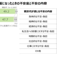 親世代：自分が要介護になったときの不安度と不安の内容