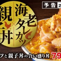 「海老タレカツと親子丼の合い盛り丼」