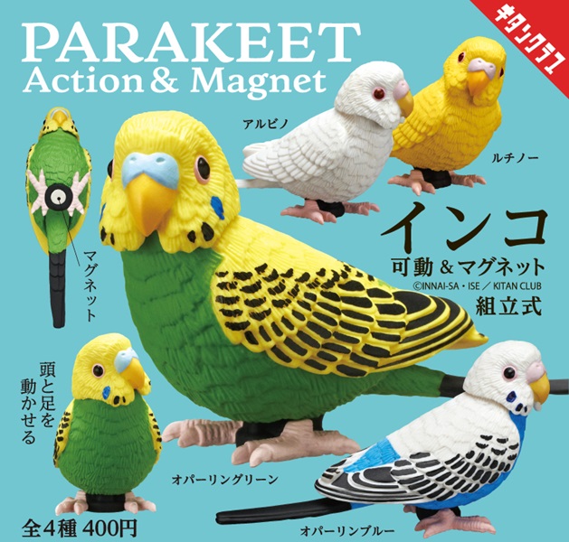 カプセルトイ「インコ 可動＆マグネット」発売！BIGサイズで頭も動く