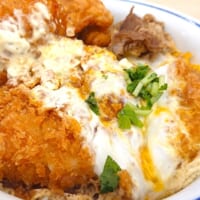 丼の半分を占める大きさの豚カツ