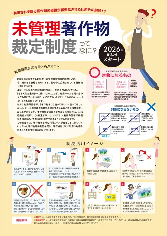 著作権者不明でも合法利用？ 2026年スタート「未管理著作物裁定制度