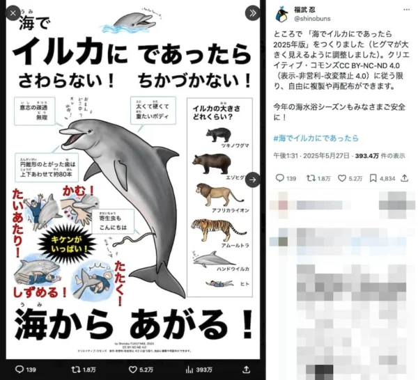 イルカは「体当たりされるだけでやばい、でかい野生生物」
