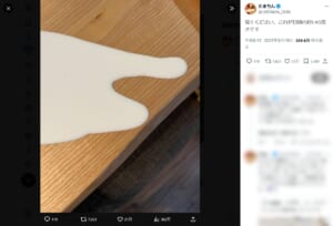 テーブルの縁で起きた奇跡に反響　牛乳セーフは“日頃の行いの賜物”？