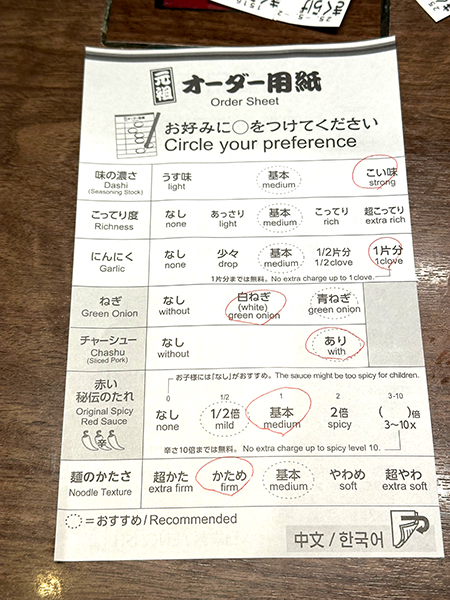 好みをオーダー。ナガノさんいわく「基本が至高」とのことだが、記者は若干こってり寄り