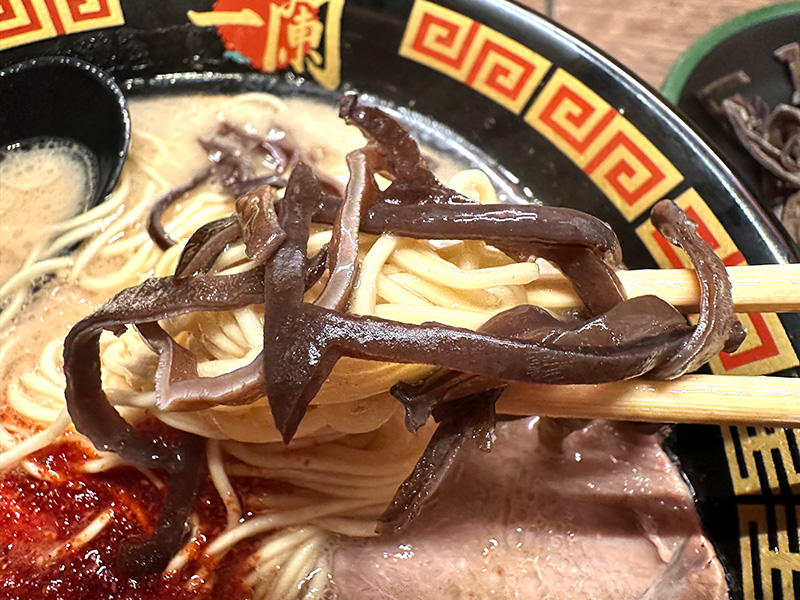 まずは普通のラーメンにきくらげをトッピング