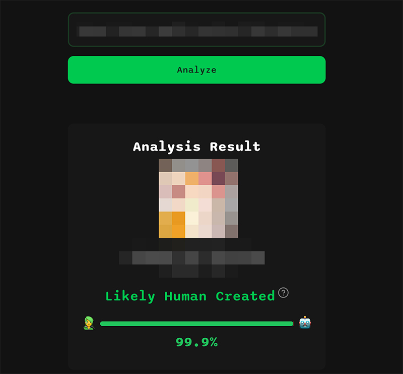 人間が作成した楽曲であると判定された例