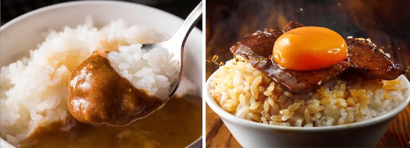 「ちょい足しカレー」や「TKG（卵かけごはん）」（各210円）といったトッピングも用意