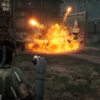 ボンバーマンの集団に爆弾を投げるスネーク