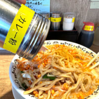 卓上の調味料で味変を試みる