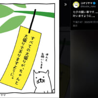 「七夕の願い事です…。叶いますように…。」コオリヤマさんが七夕の夜にアップした切実な「願い」の短冊