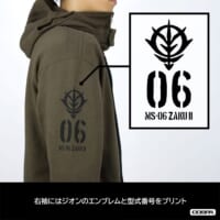 右袖にはジオン公国のエンブレムと型式番号がプリント