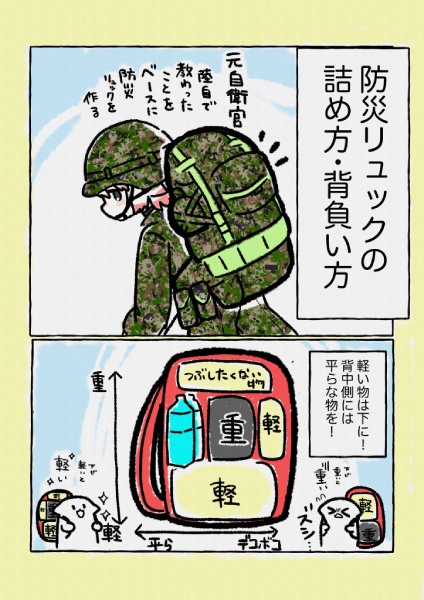防災リュックの詰め方・背負い方