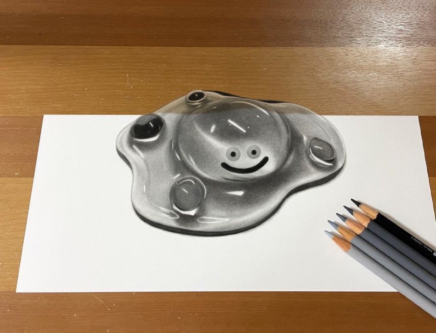 「本物？」と二度見必至　超絶技巧で描かれた「はぐれメタル」の色鉛筆画に驚愕