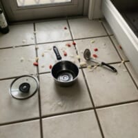 1枚目と2枚目は夕食後の鍋を片付けるのを忘れていた翌朝の光景