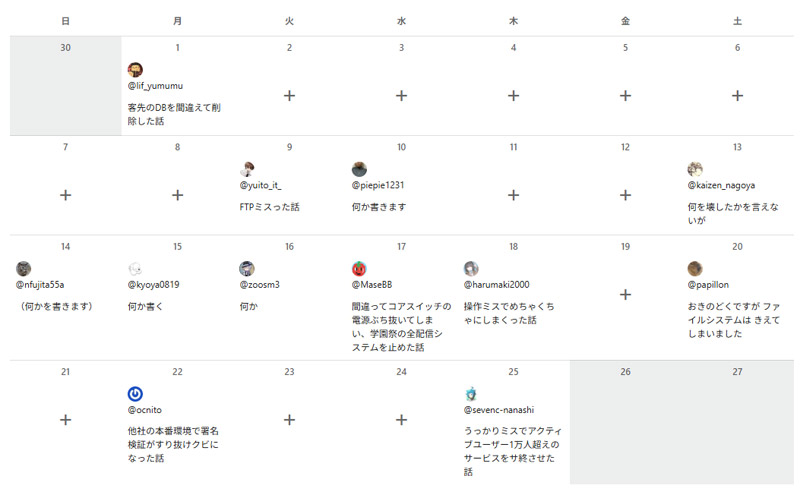 12月1日から25日まで、毎日1つずつ記事を公開。カレンダーの空いた日付には自由に記事を寄稿できる
