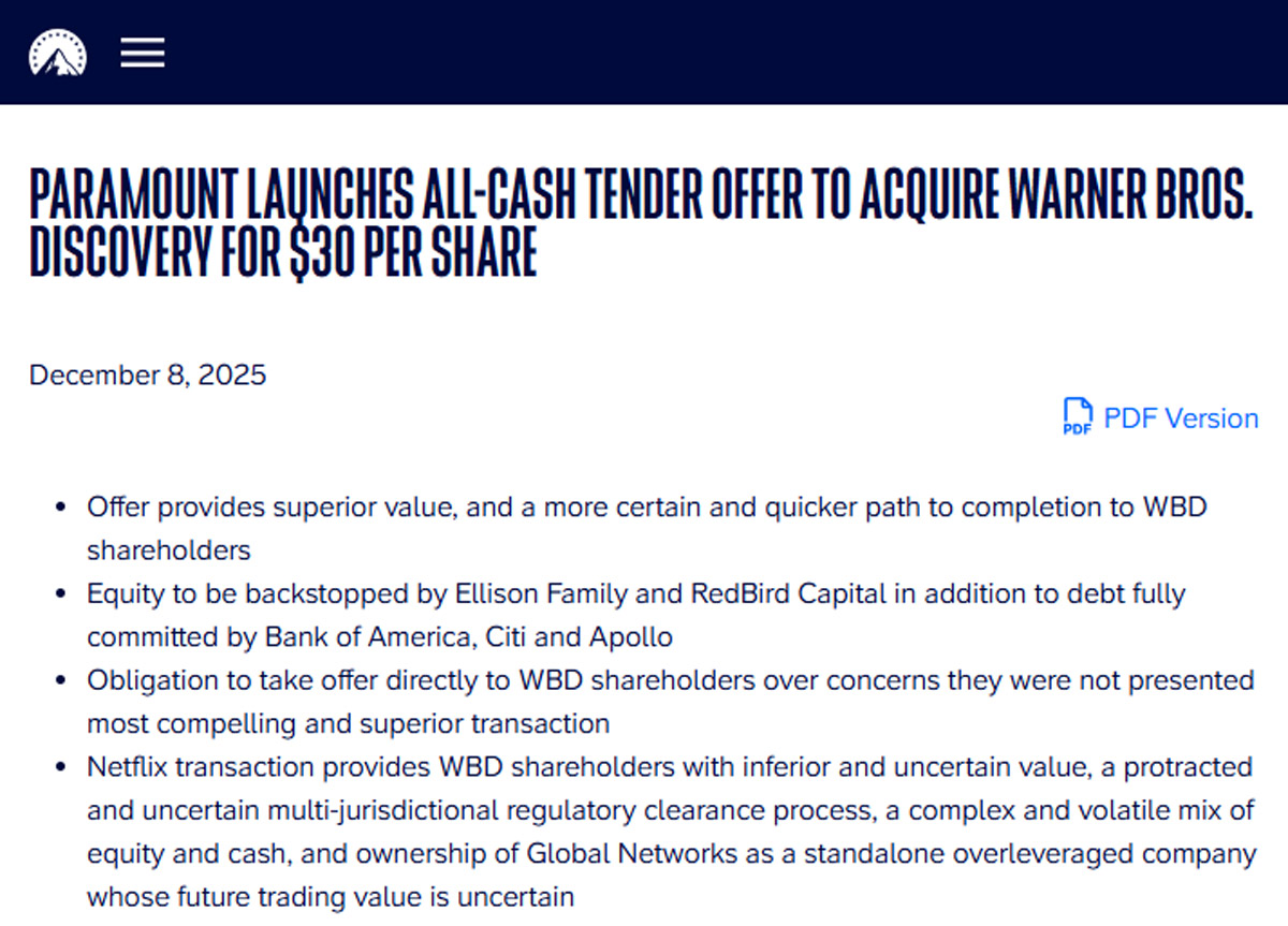 まるで三角関係？Netflixと“婚約発表”したワーナーにパラマウントが求婚　関係を分かりやすく解説