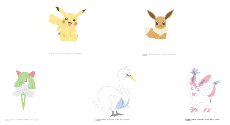 イーブイ、キルリア、スワンナ、ニンフィアの5匹が登場