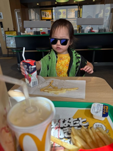 外出時はタオルが欠かせない息子さん