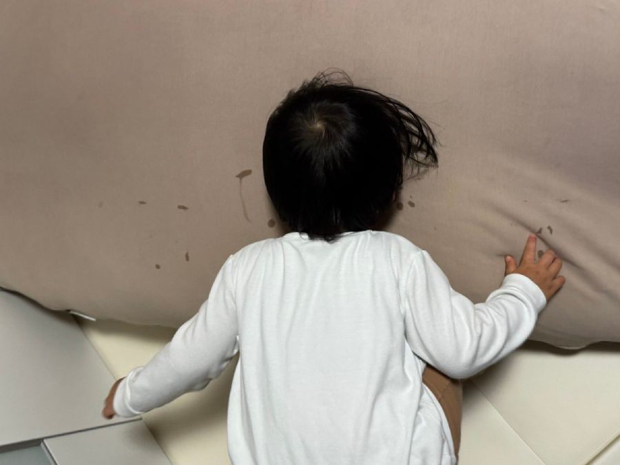 ヨギボーに顔をうずめる娘さん