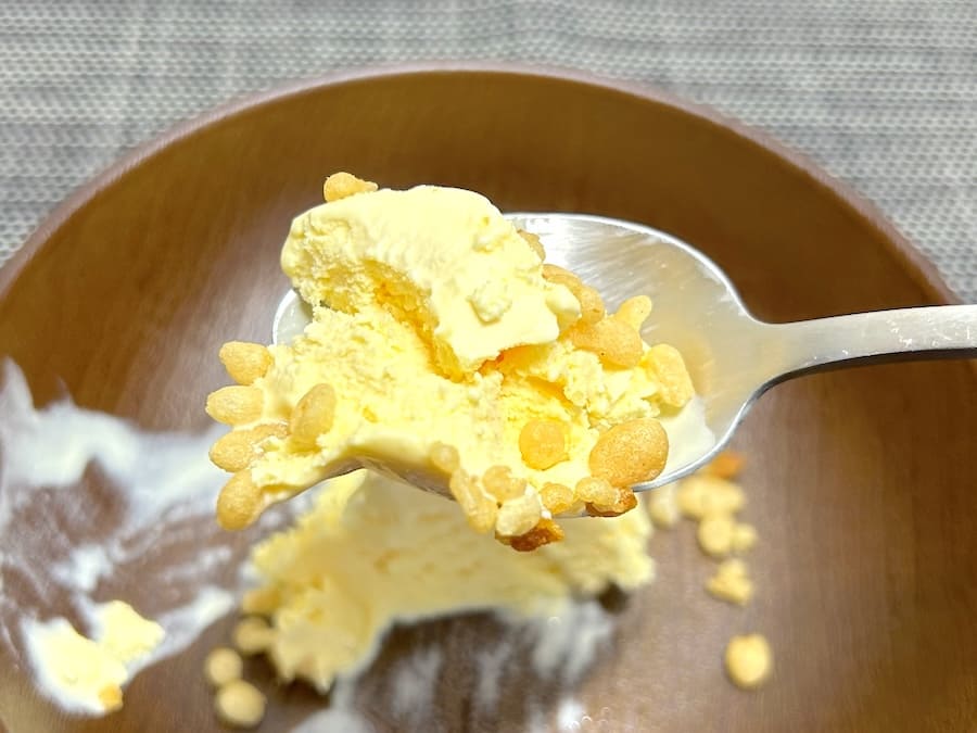 天かすの塩気と油の旨味がバニラアイスを引き立てる