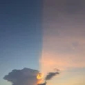 昼と夜が同居する空　三重県で出現した神秘の光景